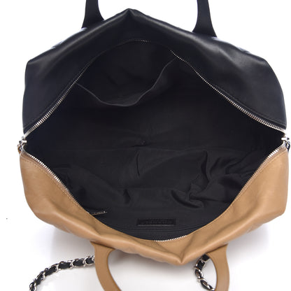 Chanel Calfskin Quilted Feather Weight Bowling Bag Black Beige 5 of 14