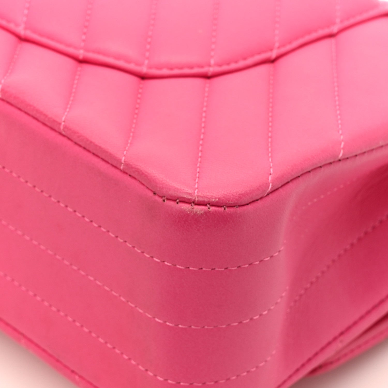 Chanel Lambskin Chevron Quilted Medium Double Flap Pink 14 of 18
