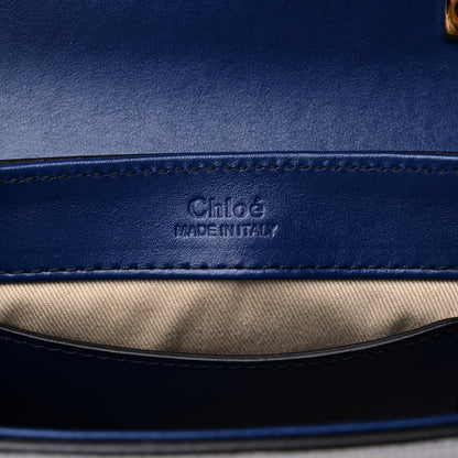 Chloe Calfskin Crocodile Lizard Embossed Mini C Double Carry Blue Brown 6 of 10