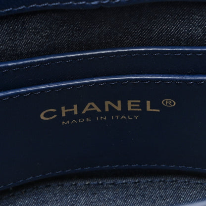 Chanel Lambskin Resin Elegant Chain Vanity Case Blue 6 of 11