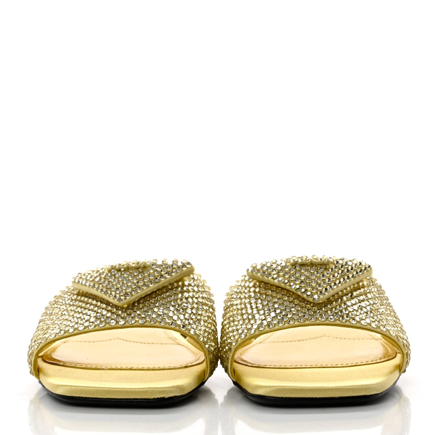 Satin Crystal Logo 10mm Slide Sandals 37 Ananas