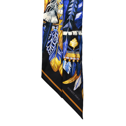 Hermes Silk La Danse Pacifique Twilly Bleu Nuit Jaune Vif 2 of 4