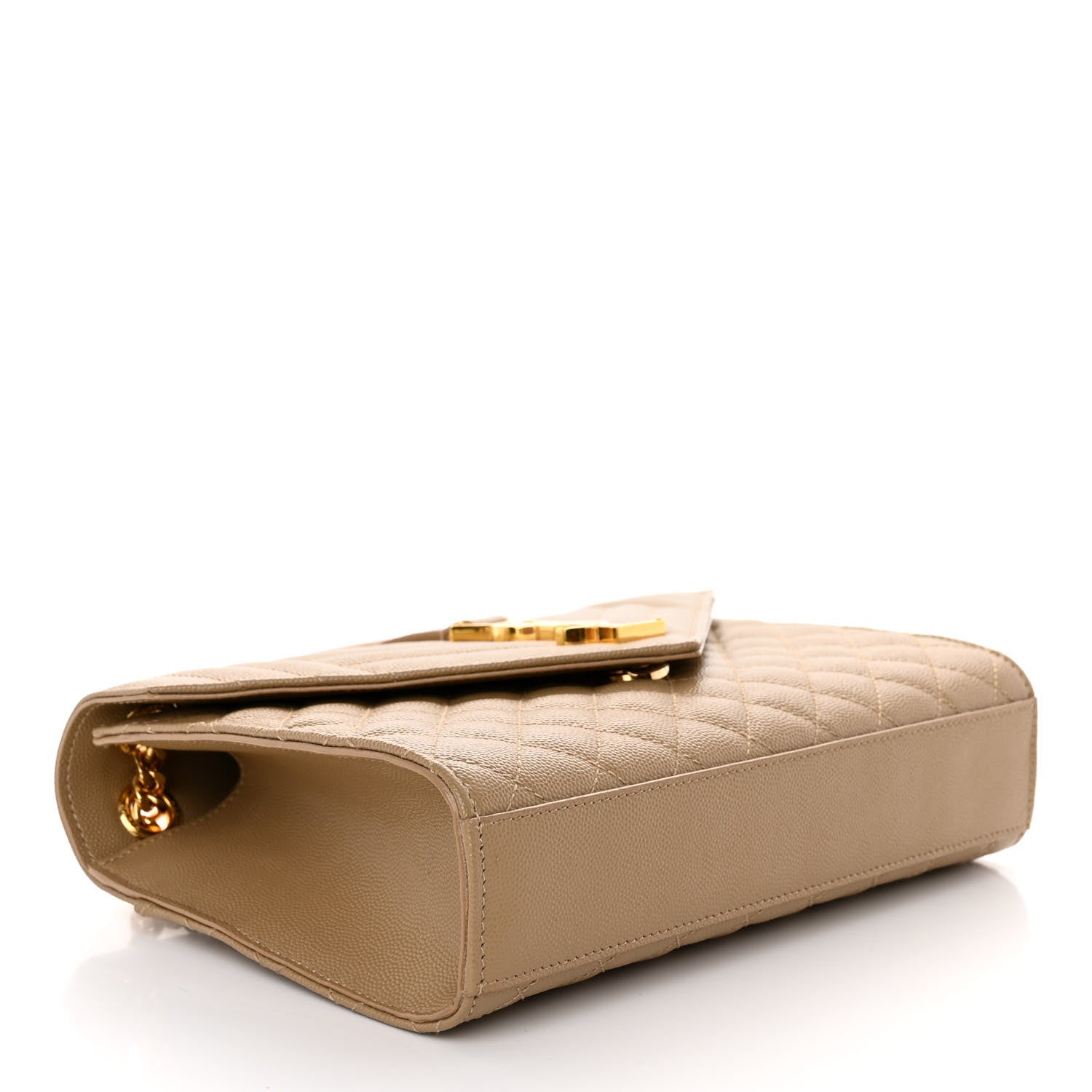 Saint Laurent Grain De Poudre Textured Mixed Matelasse Medium Triquilt Monogram Satchel Dark Latte 4 of 9