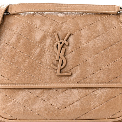 Saint Laurent Crinkled Calfskin Matelasse Monogram Medium Niki Chain Satchel Dark Toffee 8 of 10