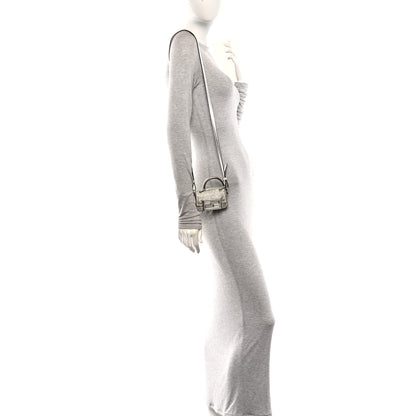Fendi Nubuck Crystal Catalan Mirror Nano Maxi Buckle Baguette Charm Pietra Argento 2 of 11