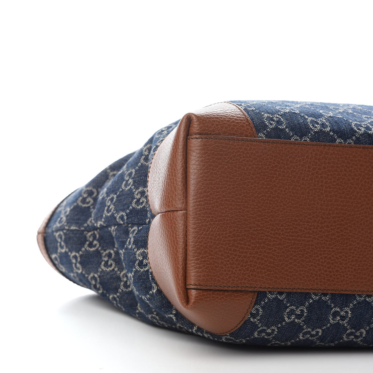 New Denim GG Monogram Medium Ophidia Shopping Tote Blue Tea Cuir