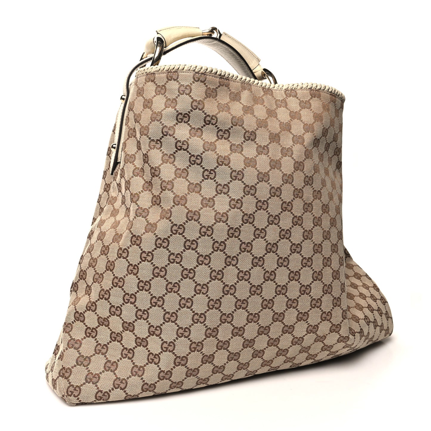 Monogram Large Horsebit Chain Hobo Off White