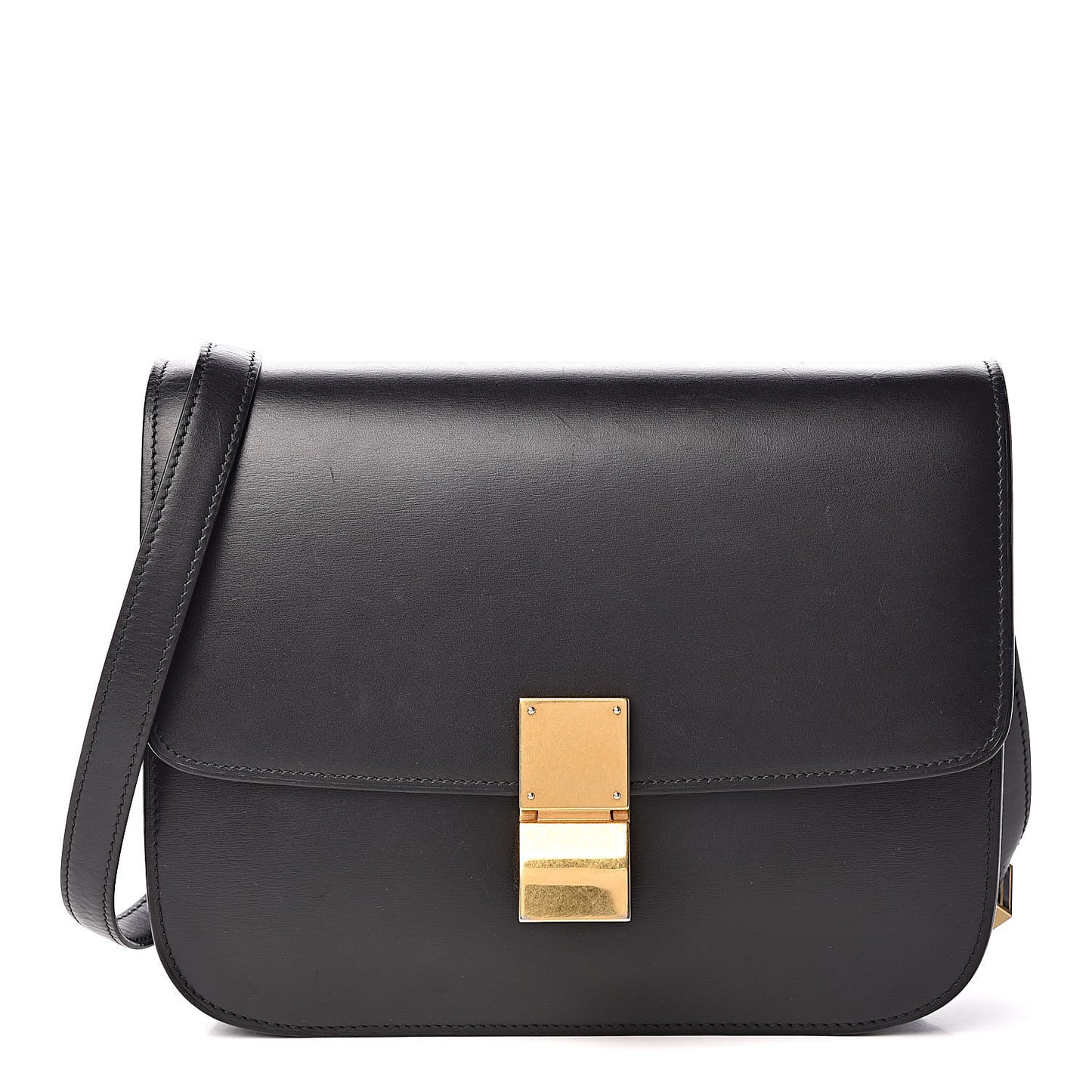 Box Calfskin Medium Classic Box Flap Bag Black