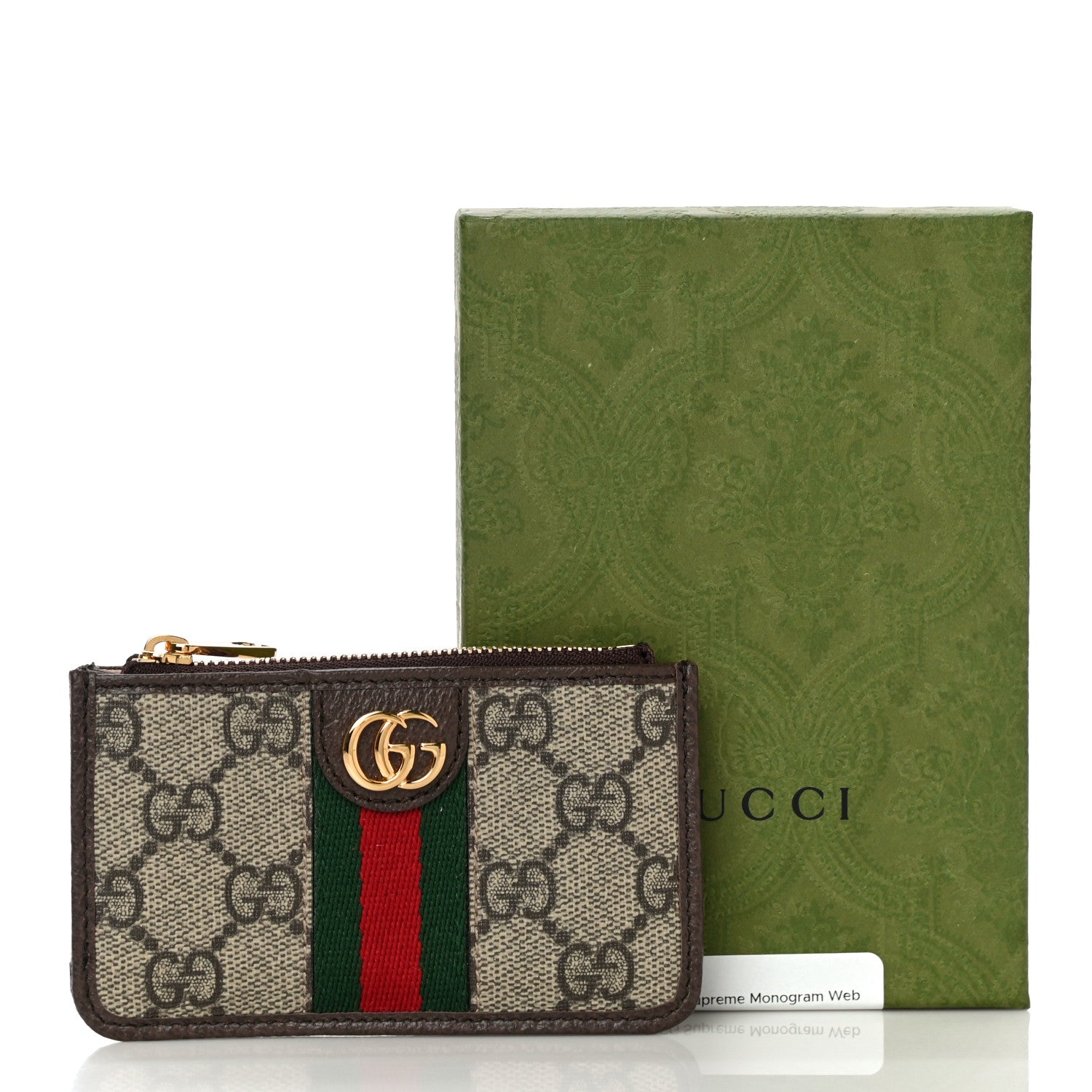 Gucci GG Supreme Monogram Web Ophidia Zip Card Case Brown 11 of 11