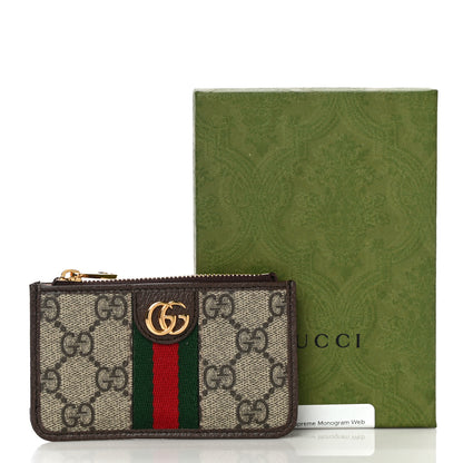 Gucci GG Supreme Monogram Web Ophidia Zip Card Case Brown 11 of 11