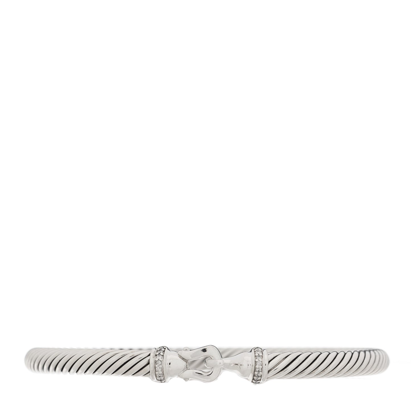 Sterling Silver Diamond 5mm Cable Buckle Bracelet