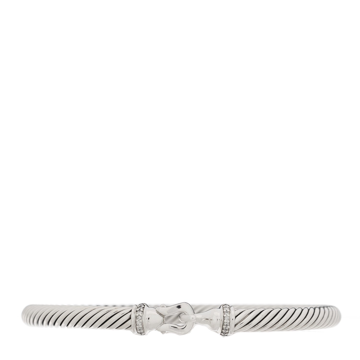 David Yurman Sterling Silver Diamond 5mm Cable Buckle Bracelet 1 of 3