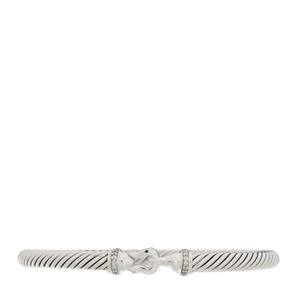 David Yurman Sterling Silver Diamond 5mm Cable Buckle Bracelet 1 of 3