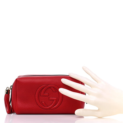 Gucci Pebbled Calfskin Medium Soho Cosmetic Case Red 2 of 9