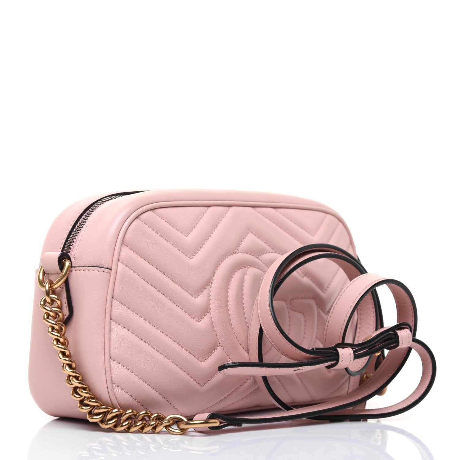Gucci Calfskin Matelasse Small GG Marmont Chain Shoulder Bag Perfect Pink 3 of 18
