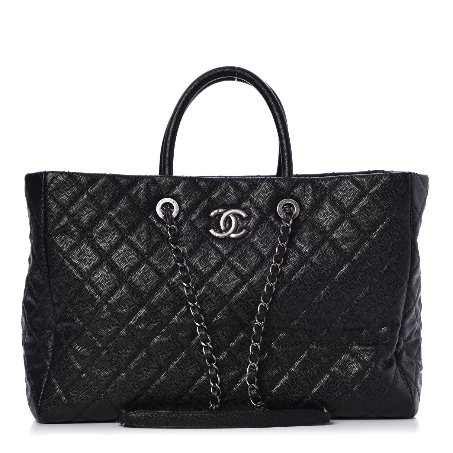 Chanel Caviar Quilted Large Coco Handle Shopping Tote Black 1 of 8