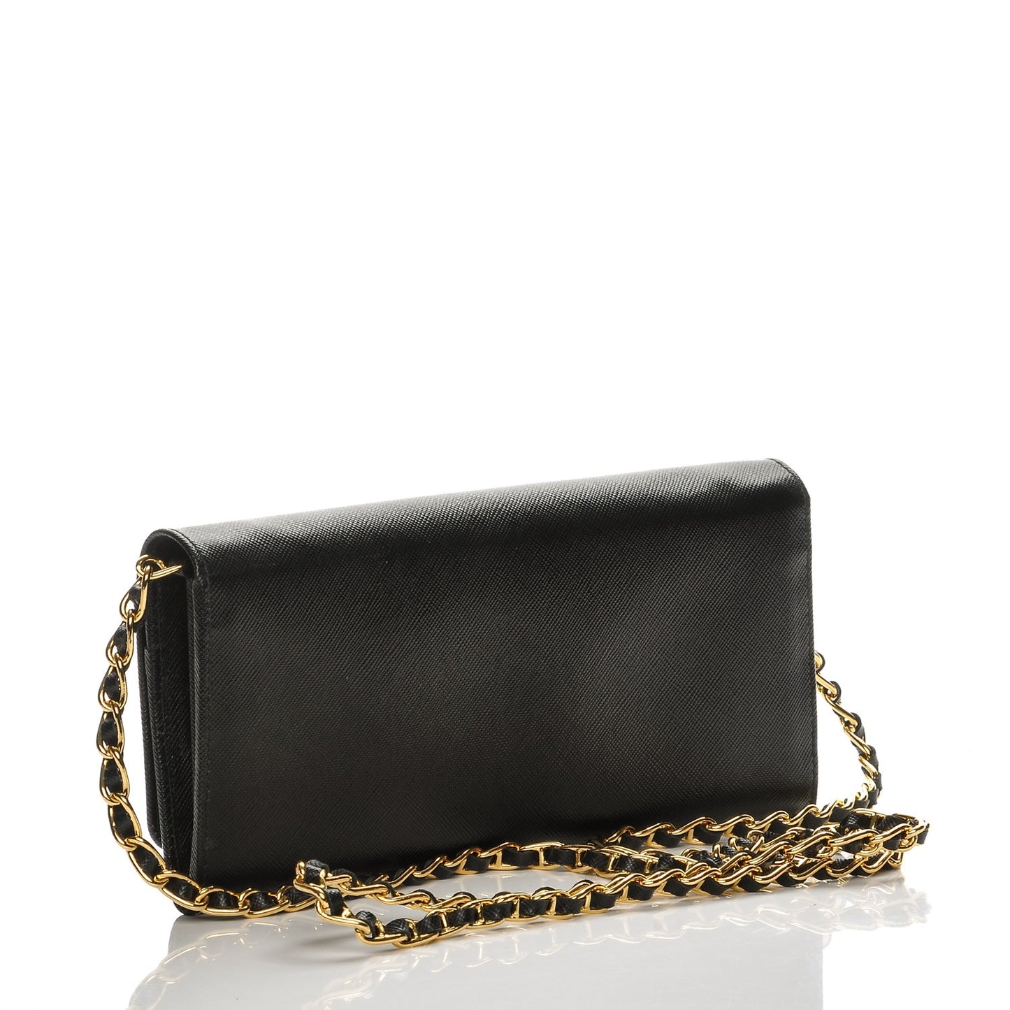 Saffiano Metal Oro Chain Wallet Nero Black