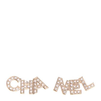 Chanel Crystal Pearl Signature Stud Earrings Gold 1 of 5