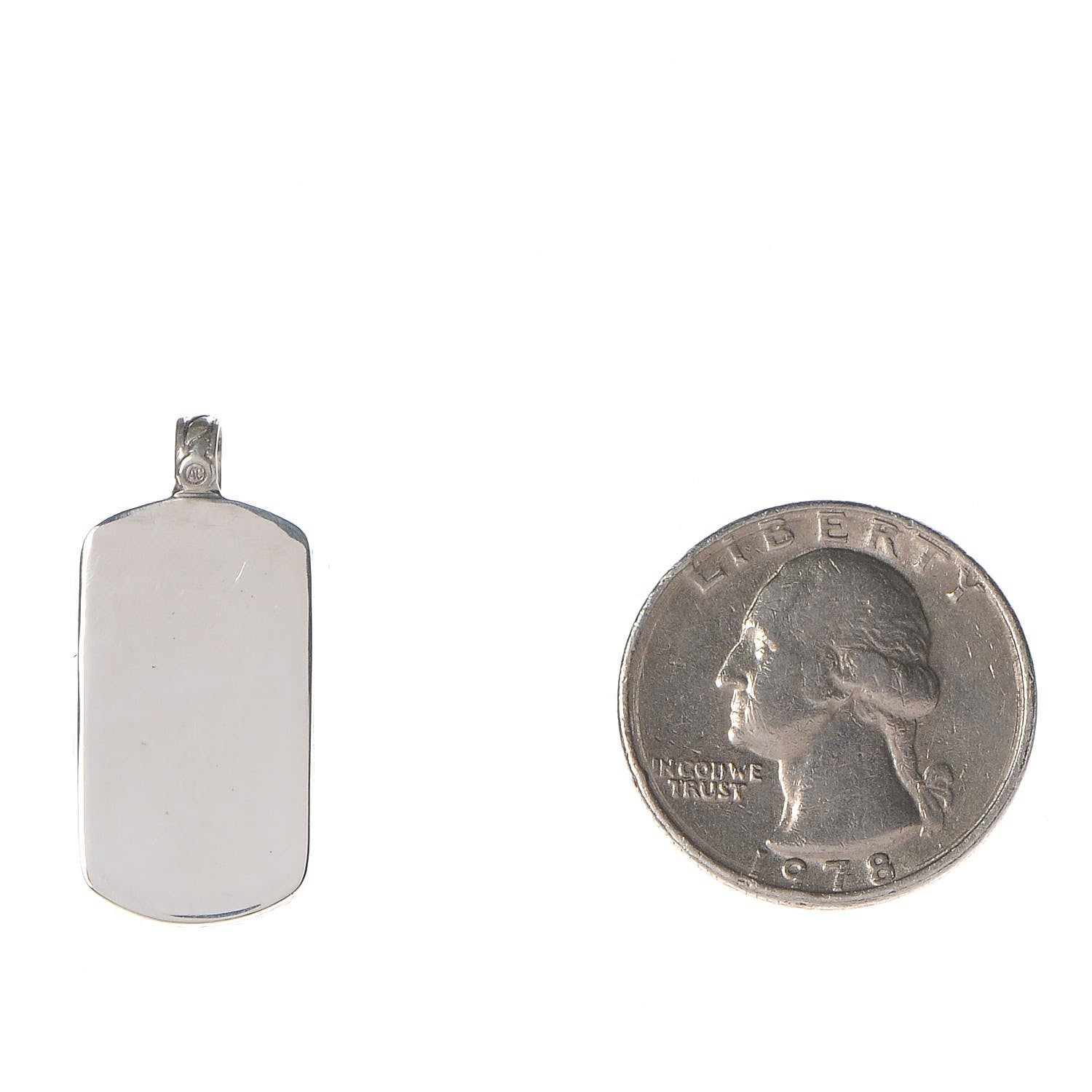 David Yurman Sterling Silver Pave Diamond Small Dog Tag Pendant 2 of 2