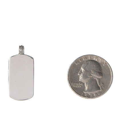David Yurman Sterling Silver Pave Diamond Small Dog Tag Pendant 2 of 2