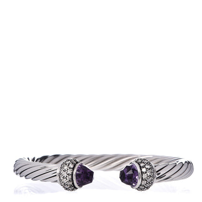 David Yurman Sterling Silver Diamond Amethyst 7mm Moonlight Ice Cable Bracelet 1 of 4