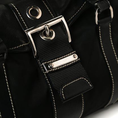 Prada Soft Calfskin Nylon Buckle Shoulder Bag Black 13 of 15