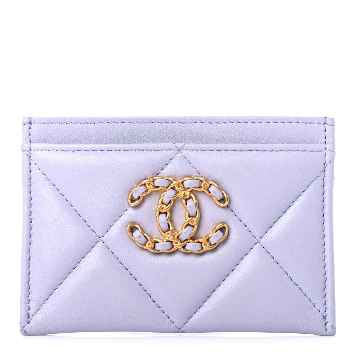 Chanel Lambskin Quilted Chanel 19 Card Holder Light Purple 1 of 9