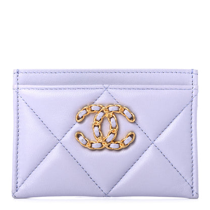 Chanel Lambskin Quilted Chanel 19 Card Holder Light Purple 1 of 9