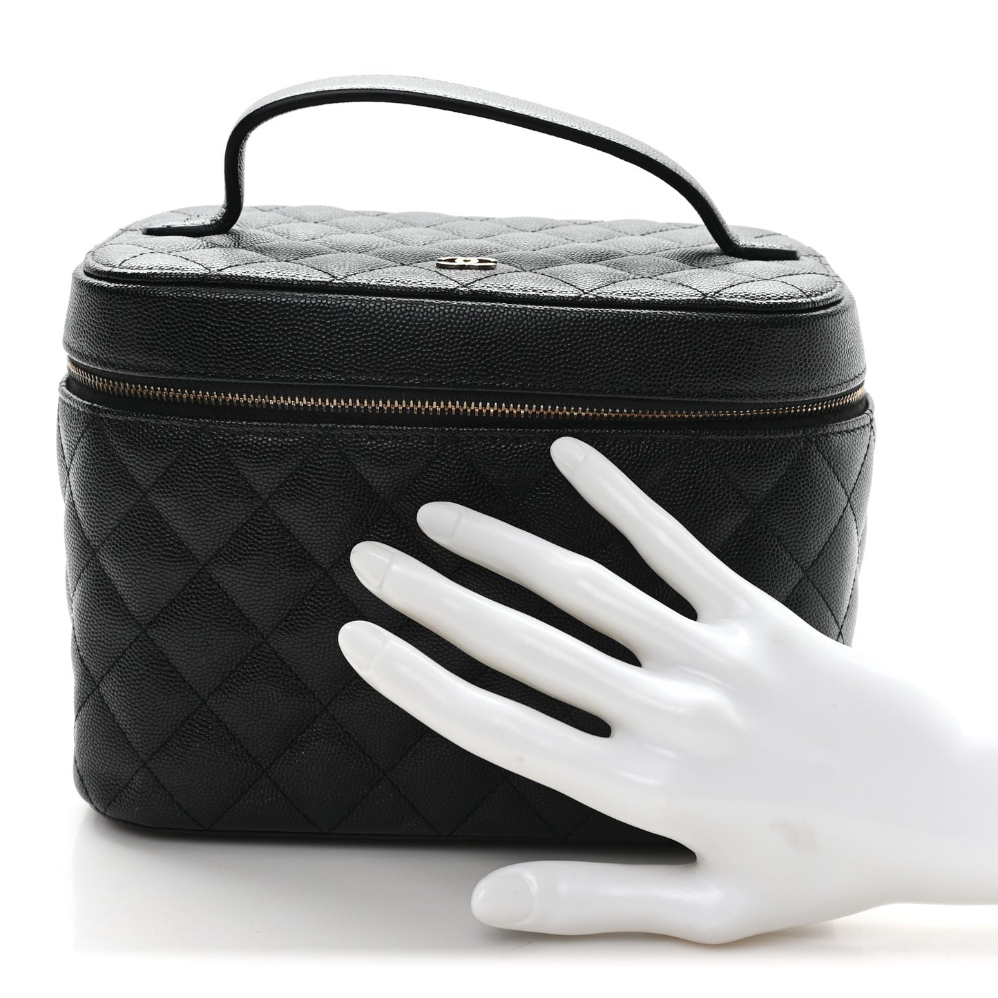 Caviar Quilted Large Vanity Pouch Black