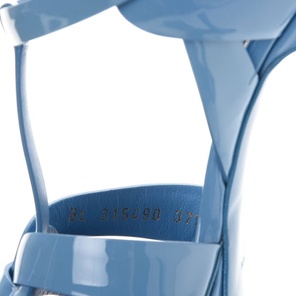 Saint Laurent Patent Tribute 75 Platform Sandals 37.5 Blue Royal 8 of 9