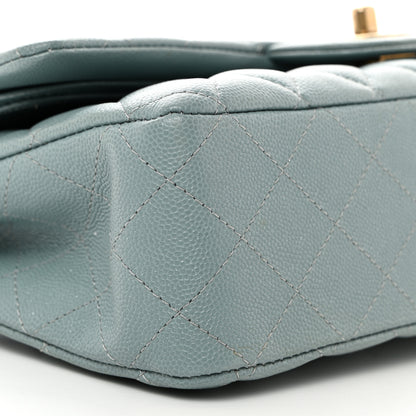 Chanel Iridescent Caviar Quilted Medium Double Flap Light Blue 9 of 10