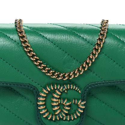 Gucci Azalea Calfskin Enamel Matelasse Diagonal Super Mini Torchon GG Marmont Shoulder Bag New Shamarock Emerald 8 of 10