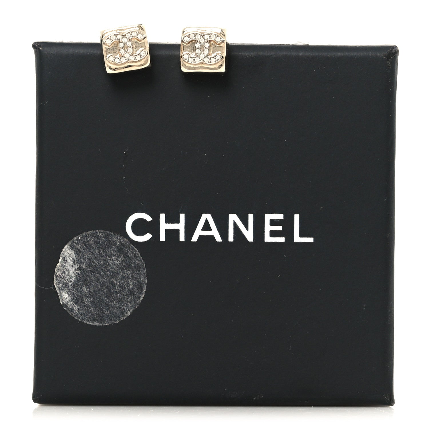 Chanel Metal Crystal Mini Square CC Earrings Gold 5 of 5
