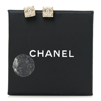 Chanel Metal Crystal Mini Square CC Earrings Gold 5 of 5