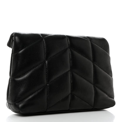 Saint Laurent Lambskin Monogram Loulou Puffer Pouch Clutch Black 3 of 7