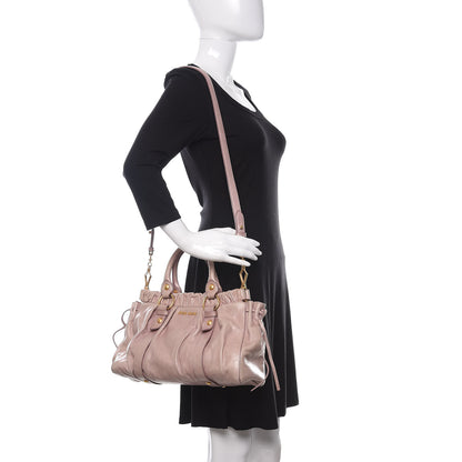 Miu Miu Vitello Lux Gathered Tote Mughetto 2 of 14