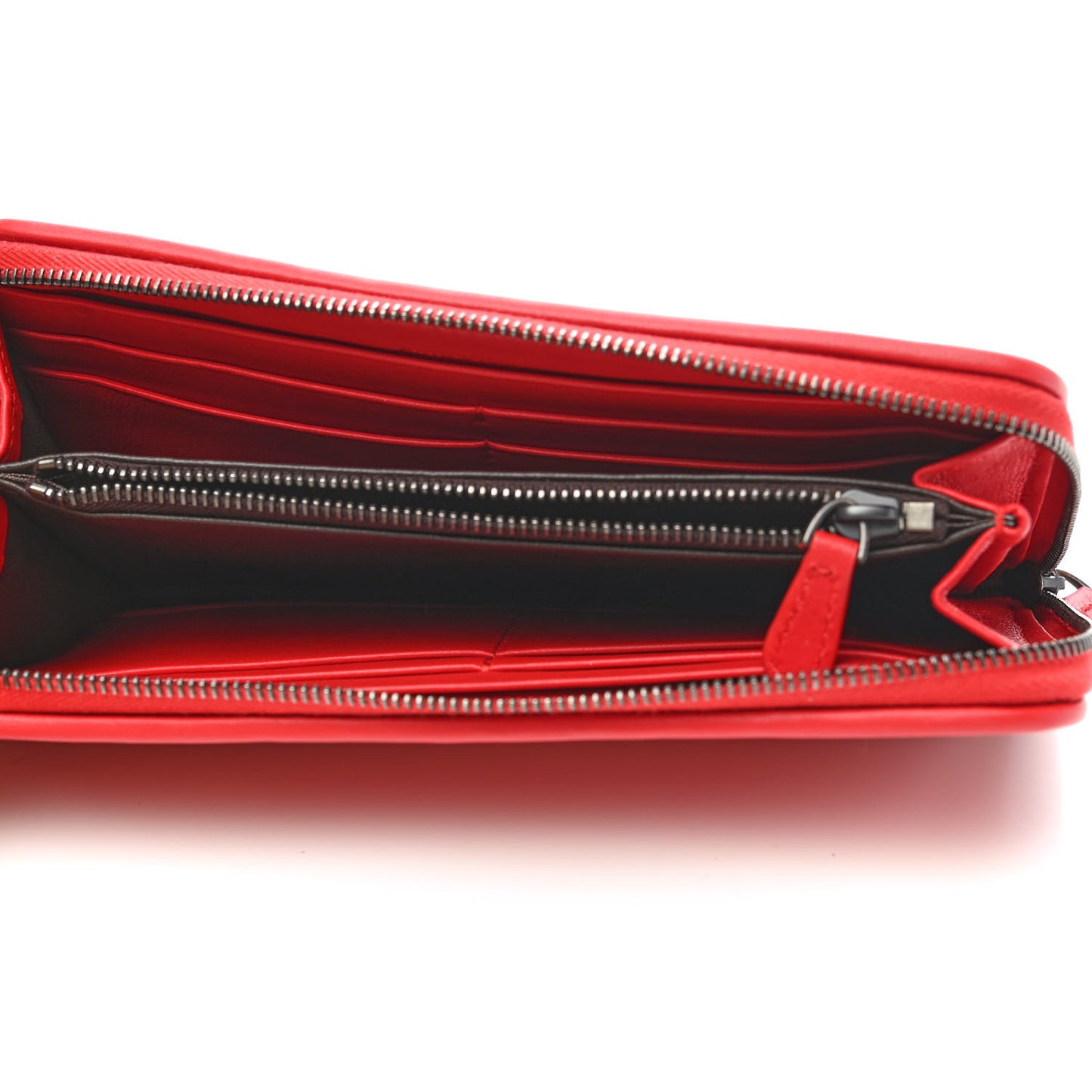 Nappa Intrecciato Zip Around Wallet Red