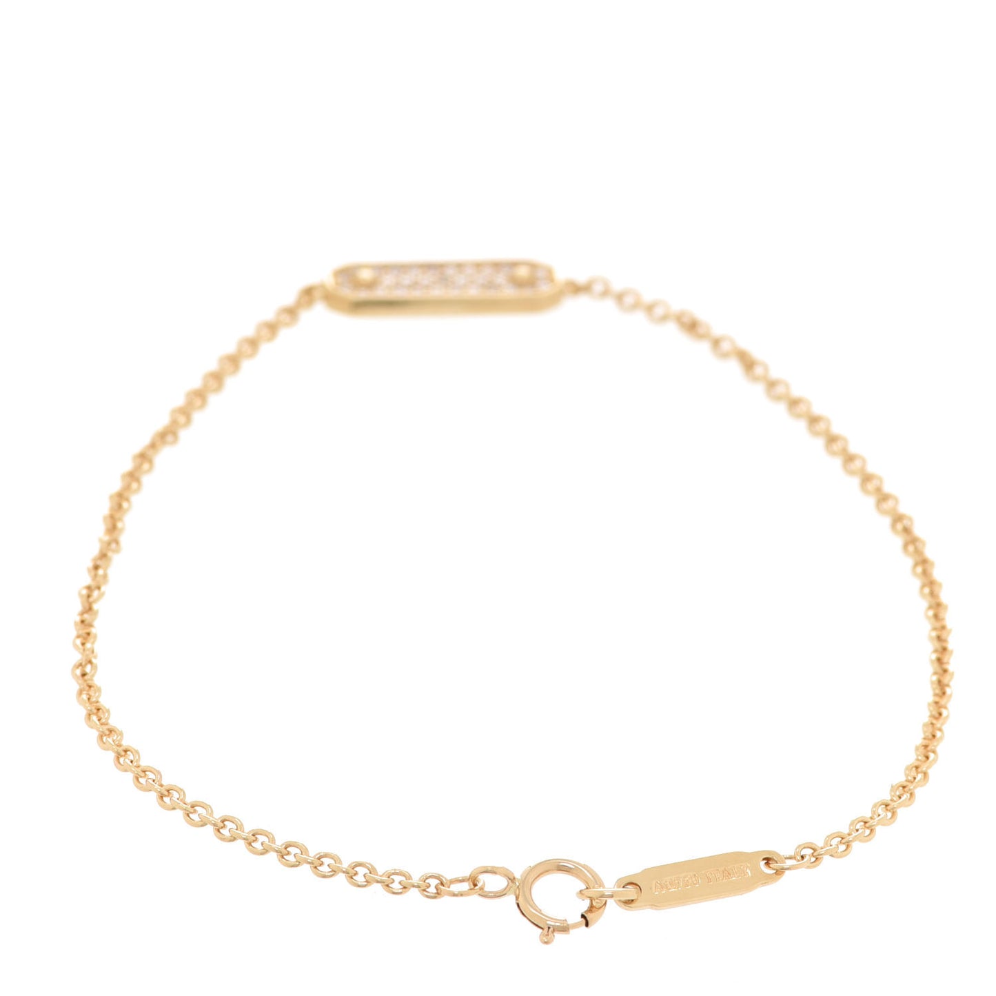 18K Yellow Gold Diamond Tag Chain Bracelet