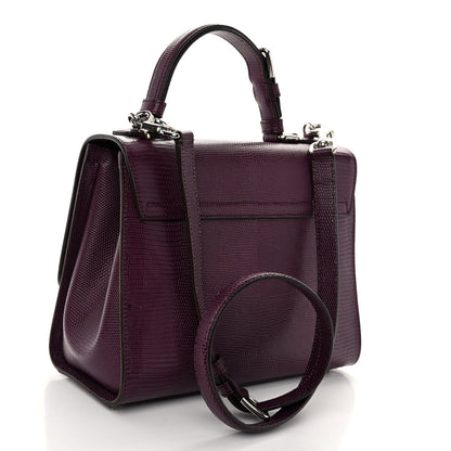 Dolce & Gabbana Lizard Calfskin Embossed Medium Monica Top Handle Bag Purple 4 of 11