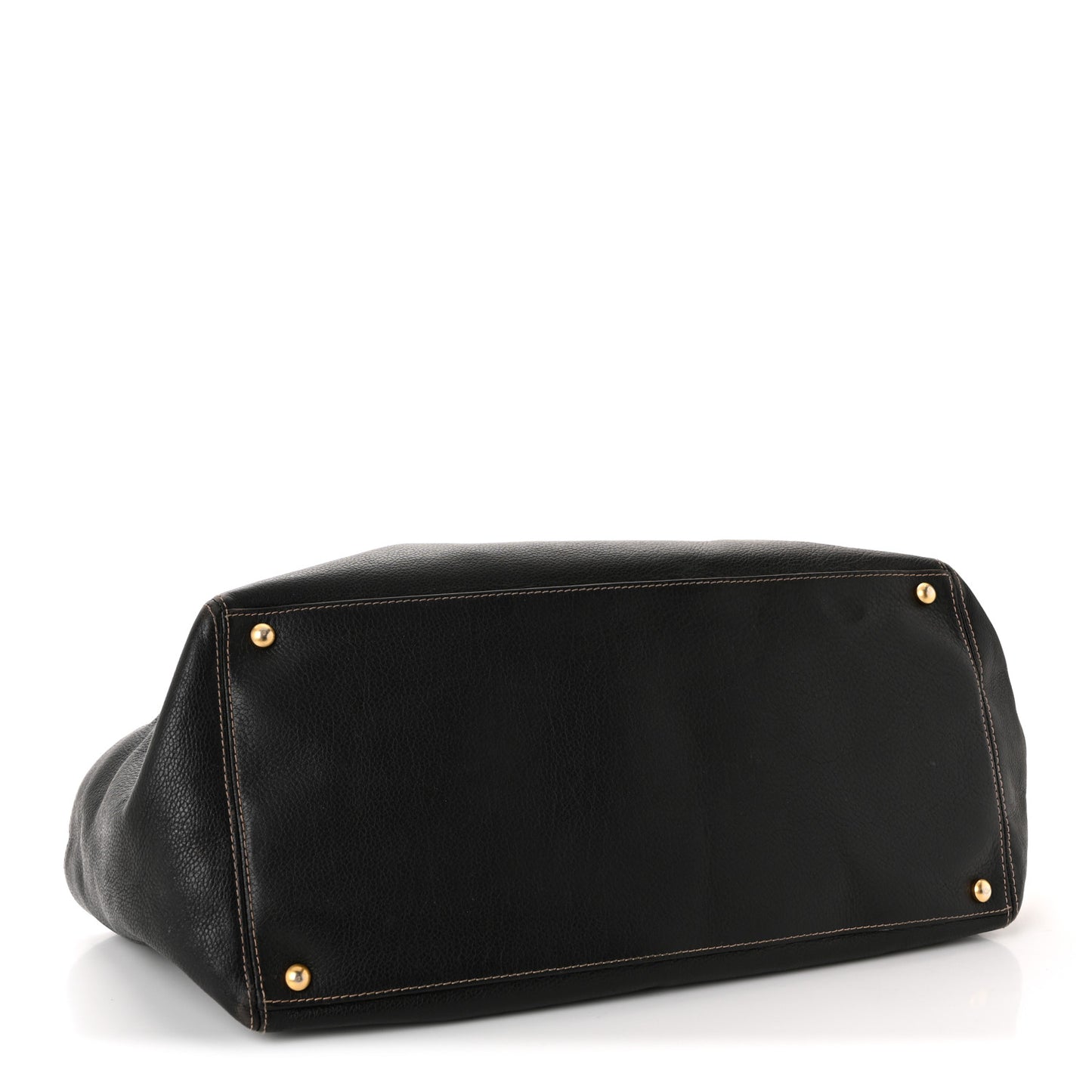Grained Calfskin CC Stitched Shoulder Bag Black