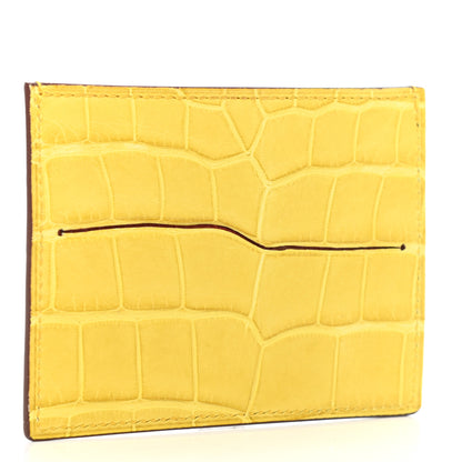 Hermes Matte Alligator Petit H Card Case Mimosa Rose Lipstick 3 of 7