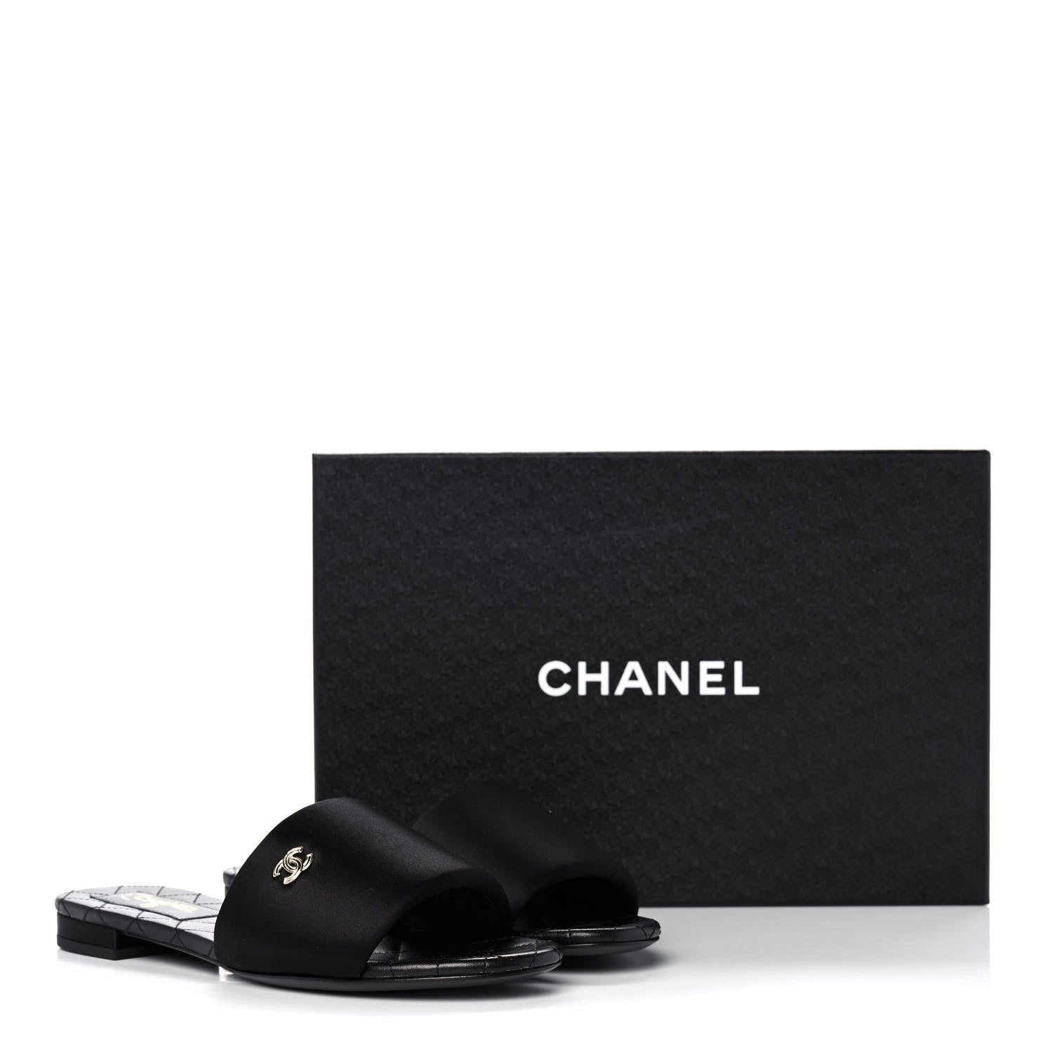 Chanel Satin Mule Sandals 38 Black 9 of 9