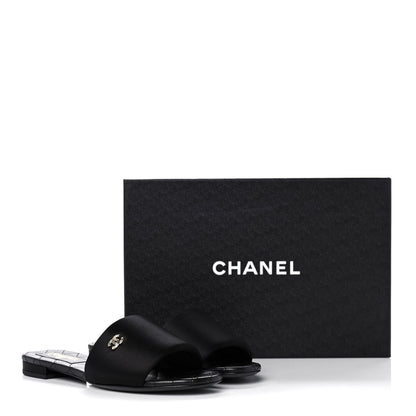 Chanel Satin Mule Sandals 38 Black 9 of 9