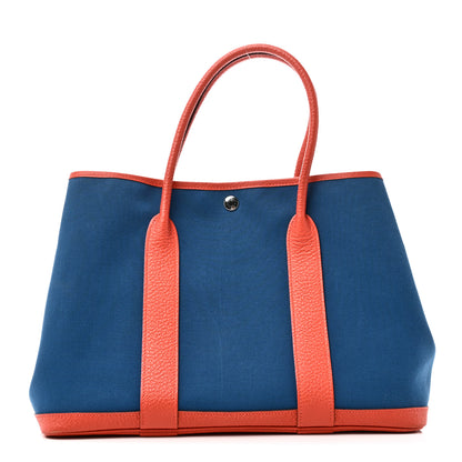 Hermes Toile Negonda Garden Party Tote 36 MM  Bleu Zanzibar Capucine 1 of 10