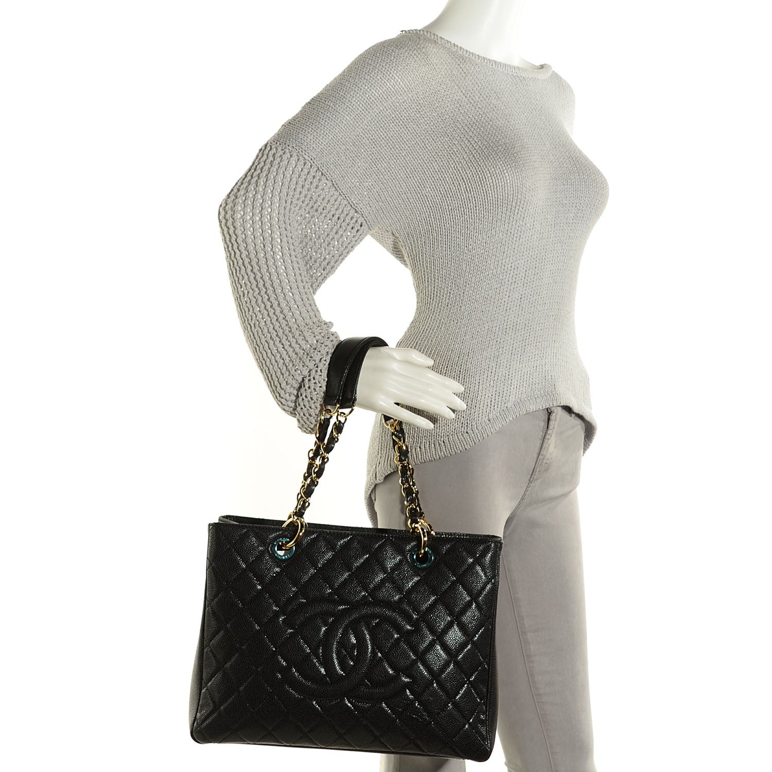Chanel Caviar Quilted Grand Shopping Tote GST Black 2 of 8
