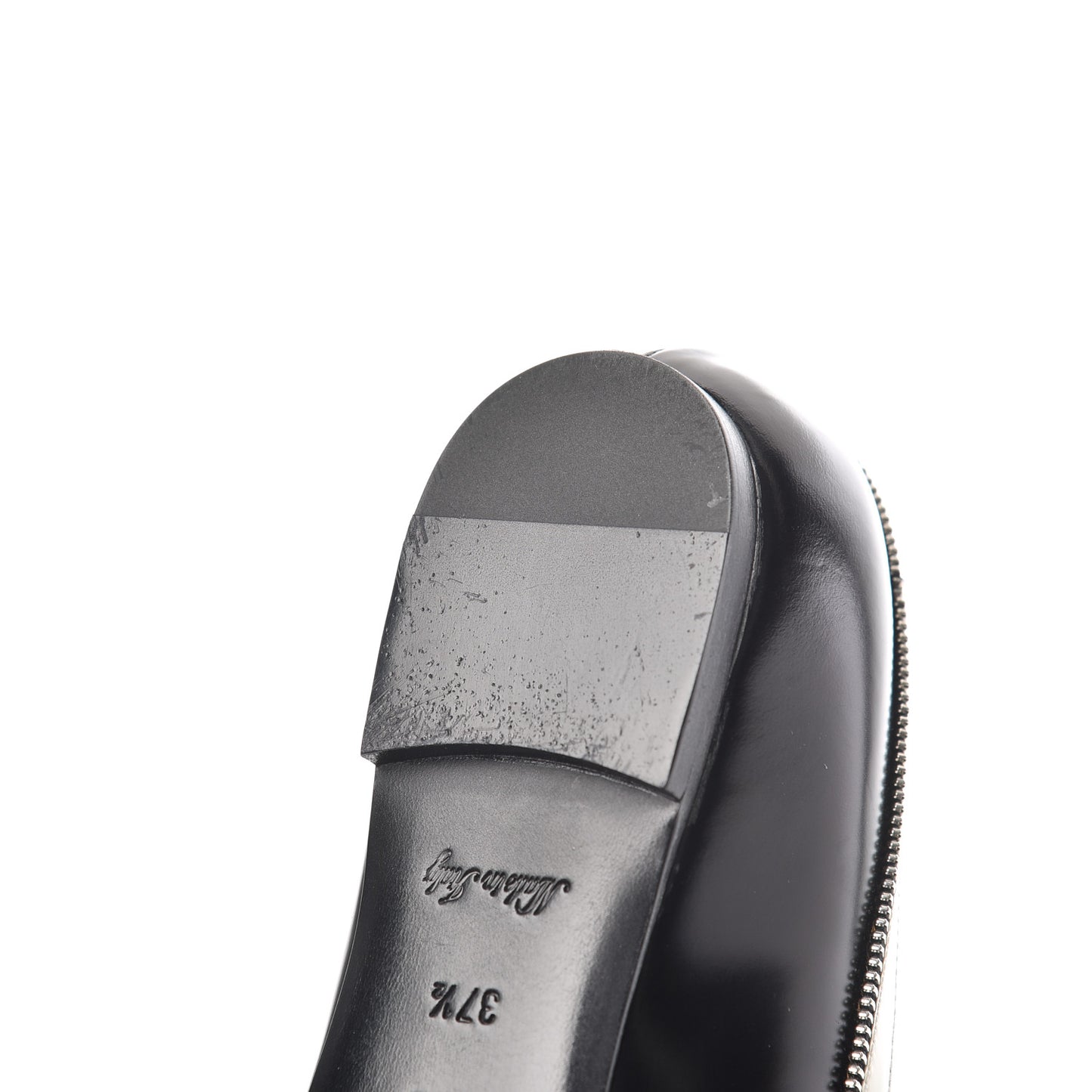 Patent Calfskin Zipper Ballerina Flats 37.5 Black White