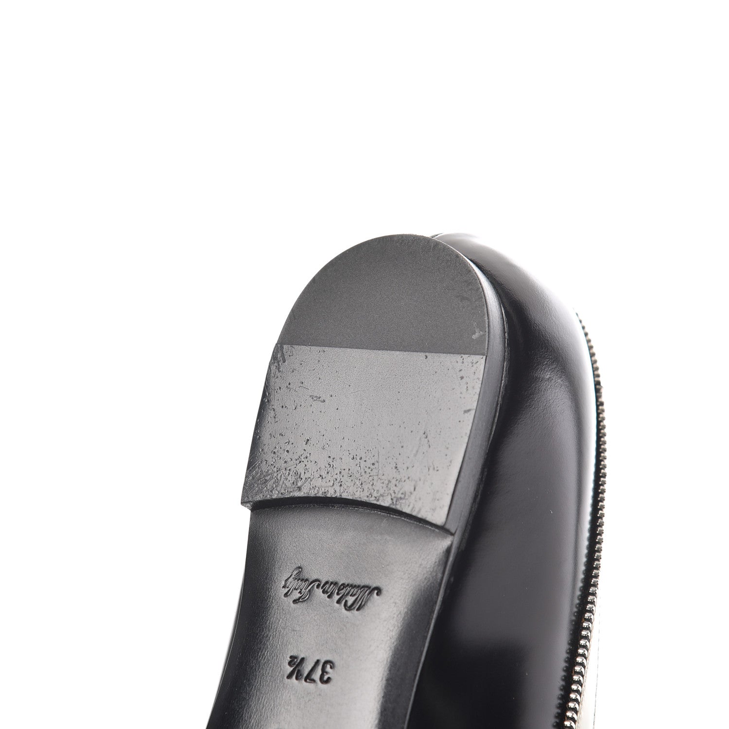Louis Vuitton Patent Calfskin Zipper Ballerina Flats 37.5 Black White 10 of 17