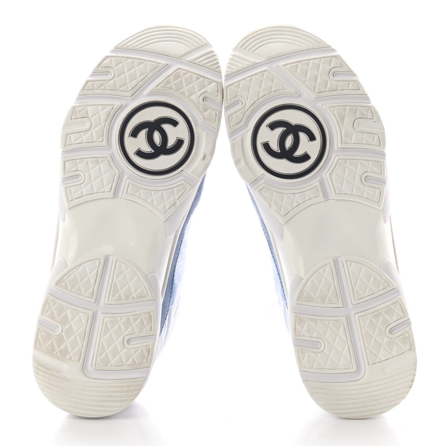 Chanel Suede Calfskin Nylon CC Sneakers 39.5 Sky Blue 5 of 8