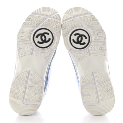 Chanel Suede Calfskin Nylon CC Sneakers 39.5 Sky Blue 5 of 8