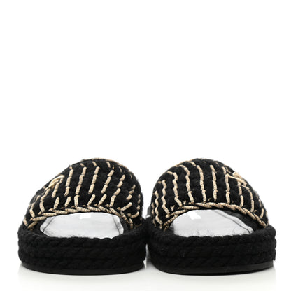 Chanel Knit Braided Slide Sandals 38 Black 2 of 9